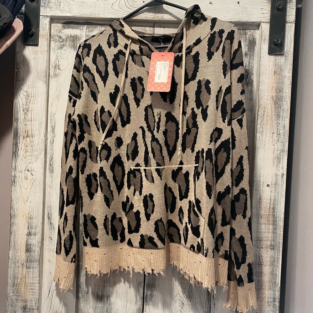 FATE destructed leopard hoodie